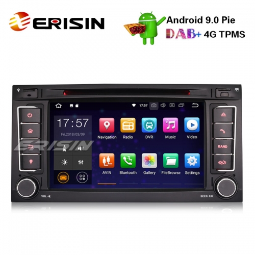Erisin ES4856T 7" Android 9.0 Car Stereo GPS Wifi TPMS Sat Nav DVD DAB+ For VW T5 Multivan Touareg