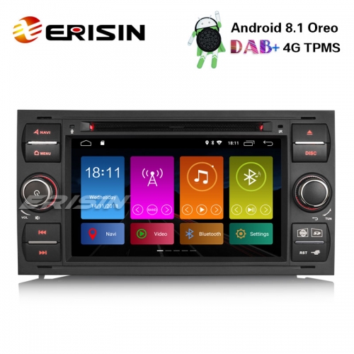 Erisin ES2831FB 7" DAB+ Android 8.1 Autoradio GPS Bluetooth Ford C/S-Max Focus Kuga Transit Galaxy