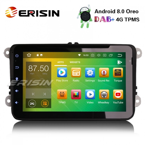 Erisin ES7825V 8" DAB+Android 8.0 Car Stereo GPS OPS for VW Passat Golf V Tiguan Eos Polo Caddy