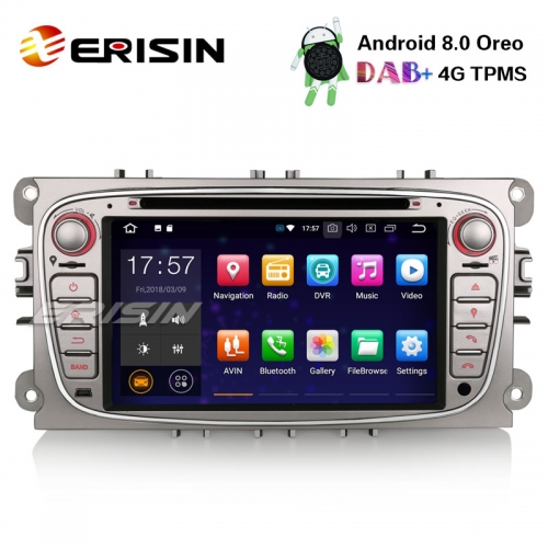 Erisin ES7809F 7" 8-Core Android 8.0 Car Stereo DAB+ GPS Sat Nav DVD Bluetooth for Ford Mondeo Focus S/C-Max Galaxy