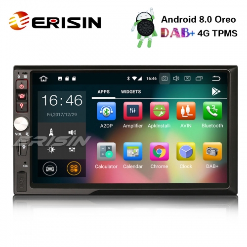 Erisin ES7841U 7" 8-Core Double Din Android 8.0 Car Stereo GPS Satnav WiFi DAB+ DVR DTV-IN OBD2 BT