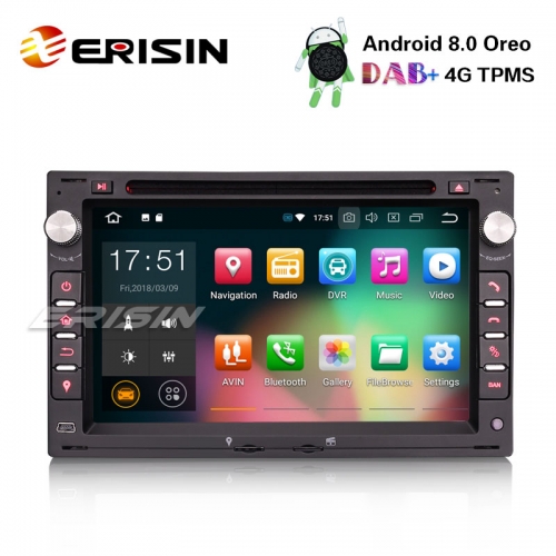 Erisin ES7886V 7" Android 8.0 Car Stereo For VW Golf Passat Polo Bora Seat Peugeot 307 DAB+ GPS DVD