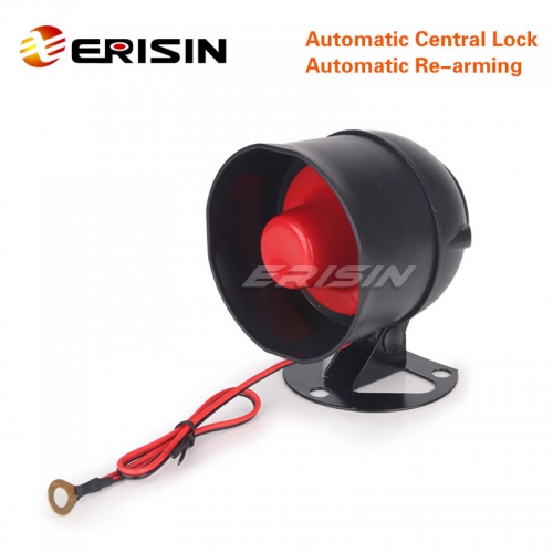 Erisin ES185 Universal Car Alarm Security System + Siren + Remote Central Locking Kit + Shock Sensor