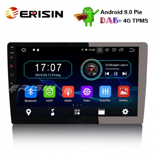 Erisin ES4910U 1 Din 10.1" Détachable Android 9.0 Autoradio WiFi DAB+ GPS TNT DVR Bluetooth RDS