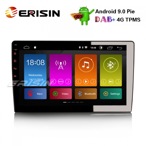 Erisin ES2912U 10.1" Android 9.0 Car Stereo GPS WiFi DAB+/DVR/DVB-T2/TPMS-IN OBD Sat Nav 4G BT