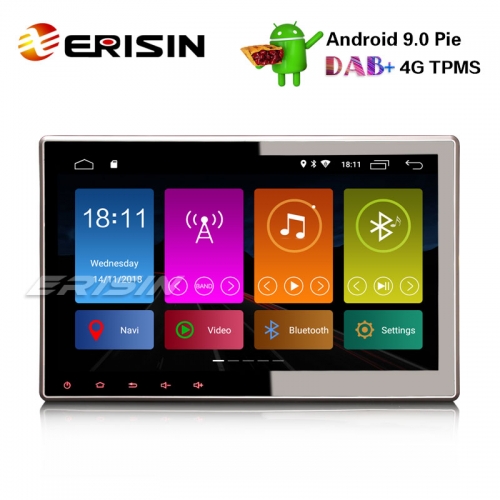 Erisin ES2910U 10.1" Android 9.0 Car Stereo GPS WiFi DAB+/DVR/DTV-IN DVD OBD Sat Nav 4G TPMS