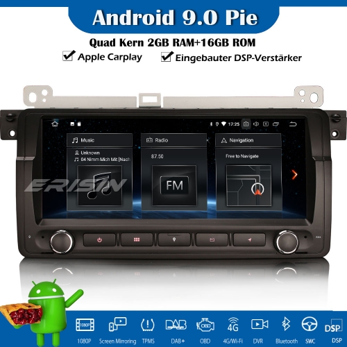 Erisin ES1889B 8.8" Android 9.0 Car Stereo DAB+GPS CarPlay Wifi OBD Sat Nav BMW 3 Series E46 M3 ROVER 75 MG ZT