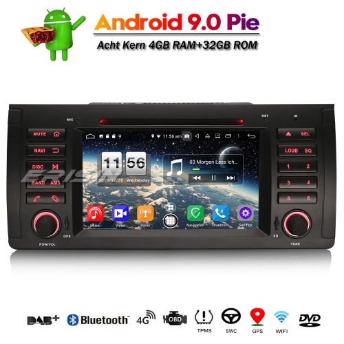Erisin ES7753B Android 9.0 Car Stereo GPS WiFi DAB+DVR OBD SatNav CD BMW 5 Series E39 E53 X5 M5