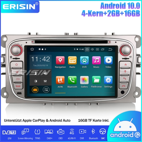 Erisin ES5109FS Android 10.0 Car Stereo SatNav GPS DAB+ CarPlay Wifi DVD OBD TPMS for Ford Mondeo Focus S/C-Max Galaxy