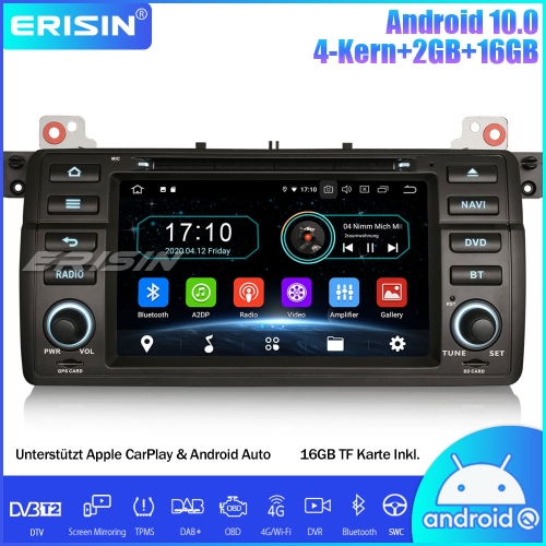 Erisin ES5946B DAB+Android 10.0 Car Stereo Sat Nav GPS DVD CarPlay SWC for BMW 3er E46 M3 318 320 MG ZT Rover 75