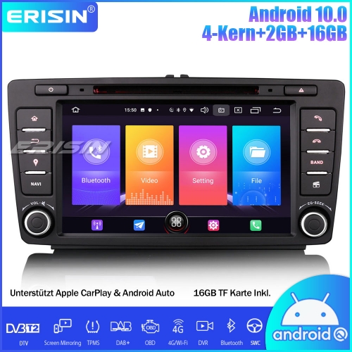Erisin ES2726S DAB+Android 10.0 Car Stereo DVD CarPlay SWC Sat Nav Wifi for Seat Octavia Yeti Roomster Superb Rapid
