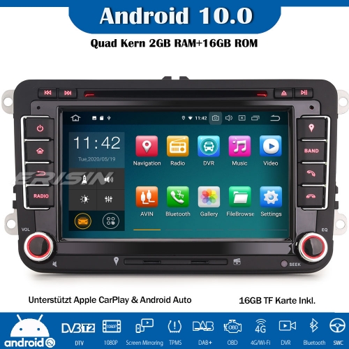 Erisin ES5148V Android 10.0 Autoradio GPS DAB+DVD DTV CarPlay Wifi OPS DVD OBD For VW Passat Golf MK5/6 Tiguan Touran Polo Jetta Seat Skoda