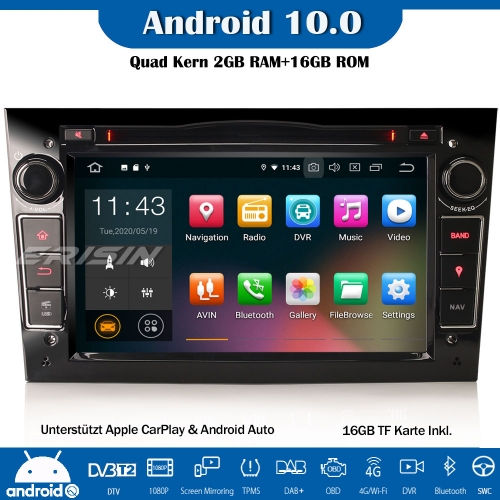 Erisin ES5160PB DAB+ Android 10.0 Car Stereo Head Unit GPS DVD CarPlay SWC For Opel Corsa C/D Antara Zafira Vectra Vivaro Signum
