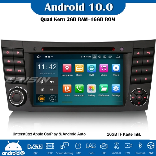 Erisin ES5180E Android 10.0 Car Stereo GPS DAB+DVD CarPlay Wifi DTV OBD for Mercedes Benz E/CLS/G Klasse W211 W219 W463