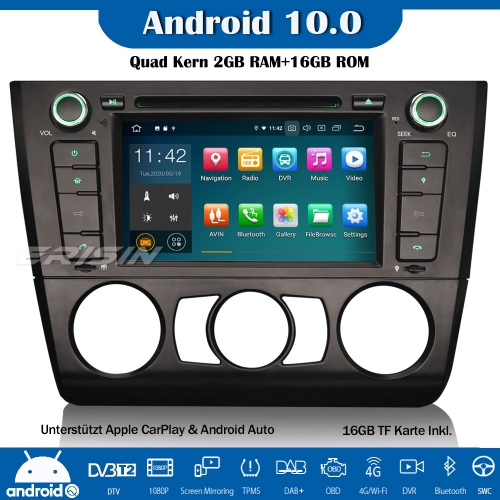 Erisin ES5140B Android 10.0 Car Stereo GPS DAB+DVD CarPlay Wifi DTV OBD Navi for BMW 1er 1 Series E81 E88 E82