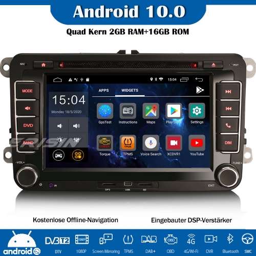 Erisin ES2655V Android 10.0 Car Stereo GPS DAB+ DSP CarPlay Wifi OPS DVD OBD for VW Passat Polo Golf 5/6 Tiguan Caddy Seat Skoda