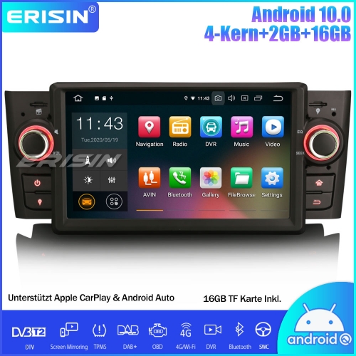 Erisin 7" ES5123L Android 10.0 Car Stereo GPS DAB+WiFi OBD CarPlay DVB-T2 Navi SWC For Fiat Punto Linea