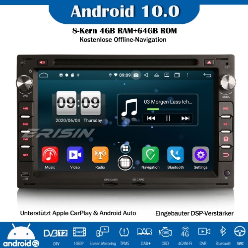 Erisin ES8709V 8-Core Android 10.0 DAB+DSP Car Stereo CarPlay OBD GPS DVD SWC For VW Golf Passat Polo T5 Multivan Peugeot 307