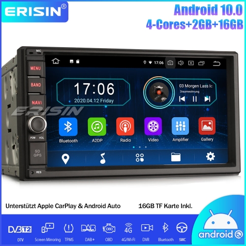 Erisin ES5970U Universal 2 Din Android 10.0 Car Stereo Head Unit Sat Nav DAB + DVB-T2 CarPlay Wifi 4G OBD Bluetooth