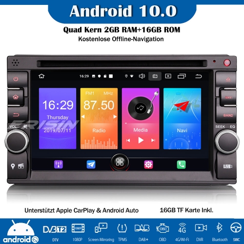 Erisn ES2736U Doppel 2Din Android 10.0 Nissan/Universal Car Stereo Radio DAB+ GPS Wifi CarPlay OBD DVD SWC Navi