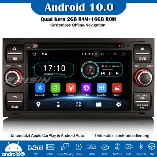 Erisin ES5931FB Android 10.0 Car Stereo GPS WiFi DAB+ TPMS DTV CarPlay OBD Navi SWC For Ford C/S-Max Galaxy Kuga Focus Transit