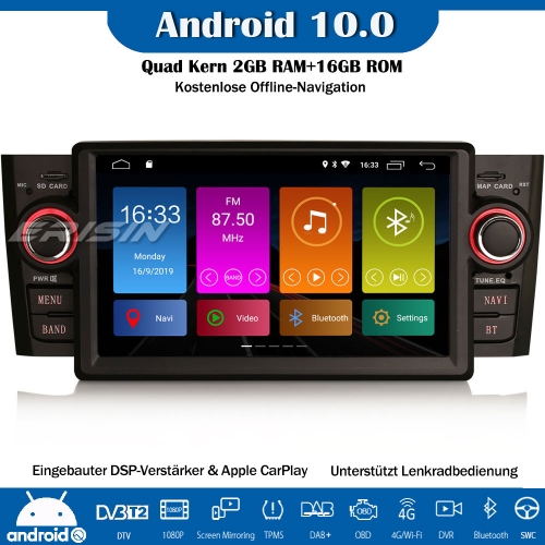 Erisin ES3073F Android 10.0 Car Stereo Radio DAB+GPS DSP CarPlay Bluetooth Wifi For Fiat Punto Linea