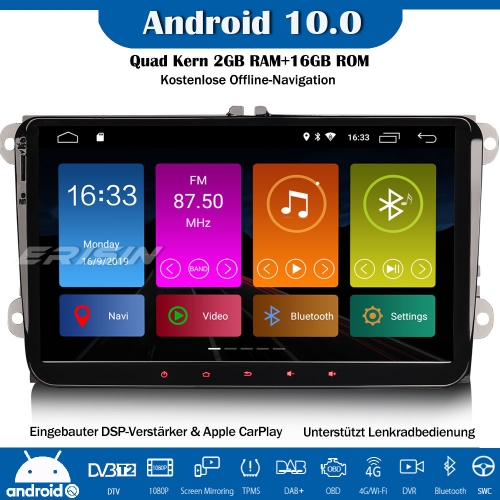 Erisin ES3091V Android 10.0 Autoradio DAB+GPS DSP CarPlay OPS Wifi For VW Passat Golf 5/6 Touran Eos Polo Caddy Seat