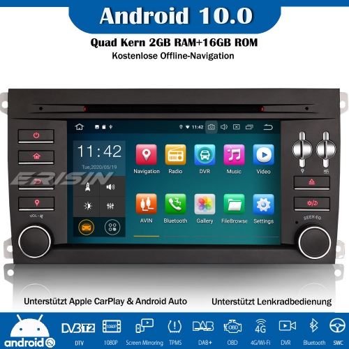 Erisin ES5197C DAB+ Android 10.0 Car Stereo DVD GPS OBD Wifi Navi SWC Bluetooth CarPlayCarPlay For Porsche Cayenne