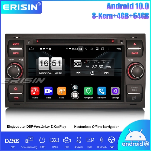 Erisin ES8766FB Android 10.0 Car Radio Stereo DAB+GPS Bluetooth DSP CarPlay OBD DVD For Ford C/S-Max Mondeo Kuga Fiesta