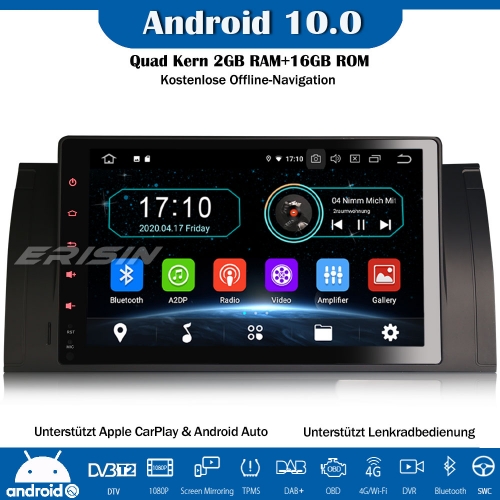 Erisin 9" ES5993B Android 10.0 Car Stereo GPS WiFi DAB+ OPS DTV CarPlay OBD Navi SWC For BMW 5 Series E39 E53 X5 M5