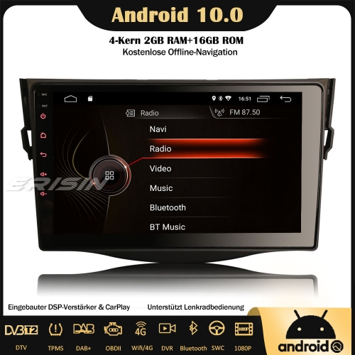 Erisin ES4298R 9" Android 10.0 Car Stereo DSP DAB+ GPS SWC DVB-T2 CarPlay Sat Nav OBD2 4G RDS Bluetooth For TOYOTA RAV4