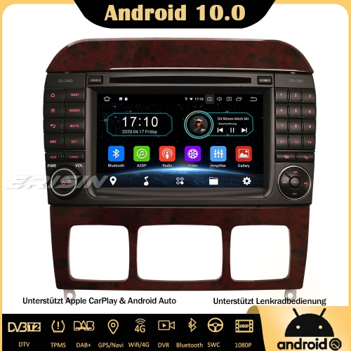 Erisin ES5997S Android 10.0 Car Stereo Sat Nav DAB+ SWC CarPlay DVD Canbus Wifi OBD2 TPMS 4G RDS Bluetooth for Mercedes S/CL Class W220 W215 S500