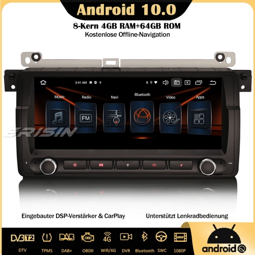 Erisin ES8746B 8-Core Android 10.0 Car Stereo DAB+ GPS DSP CarPlay Bluetooth OBD SWC DTV Sat Nav For BMW 3 Series 3er E46 318 320 325 M3 Rover 75 MG Z