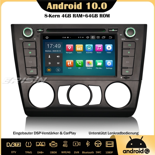 Erisin ES8140B Android 10.0 Car Stereo DAB+ Sat Nav Bluetooth DSP CarPlay OBD DVD Wifi TPMS DTV For BMW 1 Series E81 E82 E88