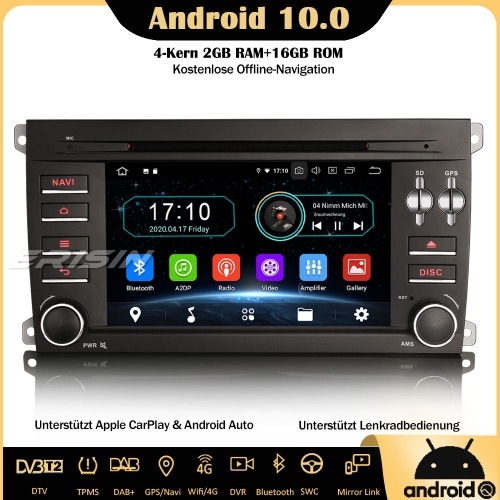 Erisin ES5914C Android 10.0 DAB+ Autoradio CarPlay OBD GPS SWC DVB-T2 RDS Canbus Bluetooth TPMS Navi 4G DVD For Porsche Cayenne