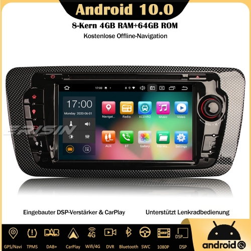 Erisin ES8122S 8-Core Android 10.0 Car Stereo DSP Sat Nav DAB + DTV CarPlay Wifi 4G DVD OBD Canbus SWC for SEAT IBIZA