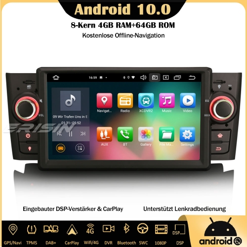 Erisin ES8123L 8-Core Octa Core Android 10.0 DAB+DSP Car Stereo CarPlay OBD GPS SWC DVB-T2 Bluetooth RDS 4G DVR Sat Nav TPMS For Fiat Punto Linea