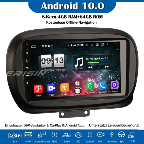 Erisin ES8750F 8-Core Android 10.0 Autoradio DSP GPS Bluetooth OBD2 CarPlay CanBus DVB-T2 DVR TPMS WiFi SWC For Fiat 500X
