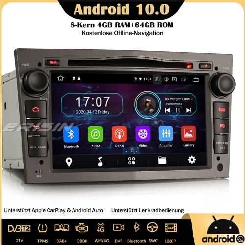 Erisin ES6960PG 8-Core Android 10.0 Car Stereo GPS DTV CarPlay WiFi DAB+ BT OBD Sat Nav SWC For Opel Vauxhall Corsa C/D Antara Zafira Vectra Vivaro