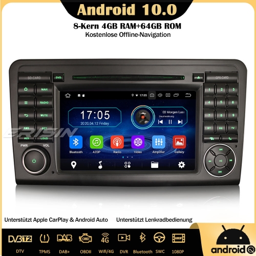 Erisin ES6961L 8-Core Android 10.0 Car Radio GPS DTV CarPlay WiFi DAB+ BT OBD GPS Navi TPMS SWC For Mercedes Benz ML/GL Class W164 X164