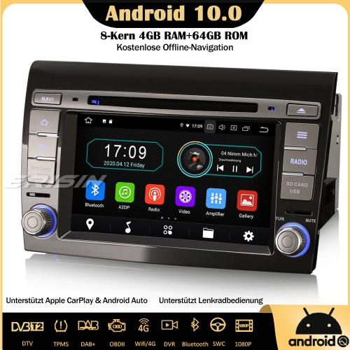 Erisin ES6971F 8-Core Android 10.0 Car Radio GPS DTV CarPlay WiFi DAB+ OBD Sat Nav Bluetooth  DVR TPMS SWC For Fiat Bravo