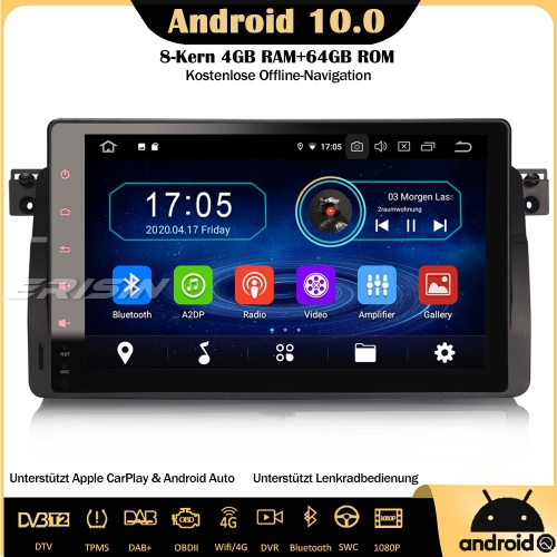 Erisin 9" ES6996B 8-Core Android 10.0 Car Radio GPS DTV CarPlay WiFi DAB+ OBD Sat Nav TPMS SWC For BMW 3er E46 M3 318 320 MG ZT Rover 75