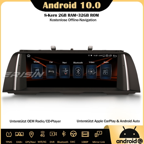 Erisin ES2810B 10.25" IPS Android 10.0 Car Stereo DAB+ GPS CarPlay Wifi SWC Sat Nav TPMS Bluetooth 4G Für BMW 5er F10/F11 CIC/NBT System