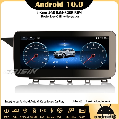 Erisin ES2654G 10.25" IPS Android 10.0 Car Stereo DAB+ GPS CarPlay Wifi SWC Sat Nav TPMS Bluetooth 4G For Mercedes Benz GLK Class X204