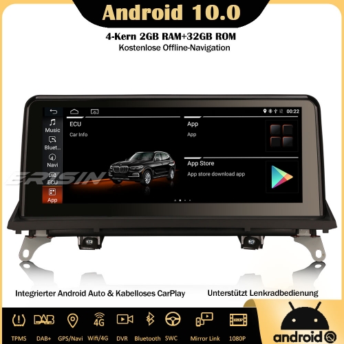Erisin ES2670i 10.25" IPS Android 10.0 Car Stereo DAB+ GPS CarPlay Wifi SWC Sat Nav TPMS Bluetooth 4G For BMW X5 E70 X6 E71