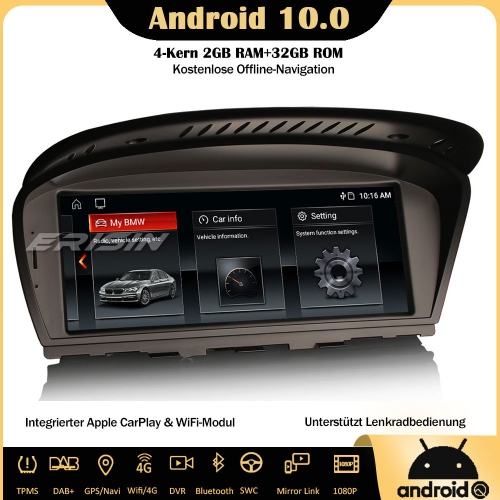 ErisinES3160i 8.8" Android 10.0 Car Stereo DAB+ Sat Nav IPS CarPlay Wifi SWC For BMW 3/5 Series E90 E91 E92 E93 5er E60 E61 E63 E64 CIC