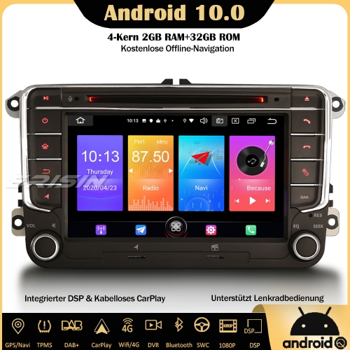 Erisin ES2758V Android 10.0 Car Stereo DSP OPS CarPlay WiFi DAB+ OBD Sat Nav DVR CD SWC For VW Golf 5/6 Sharan Polo Tiguan Passat EOS Seat Skoda