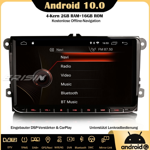 Erisin ES4291V 9" DSP DAB+Android 10.0 Car Radio GPS CarPlay Wifi OPS SWC DVB-T2 For VW Passat Polo Golf 5/6 Tiguan Caddy EOS Seat