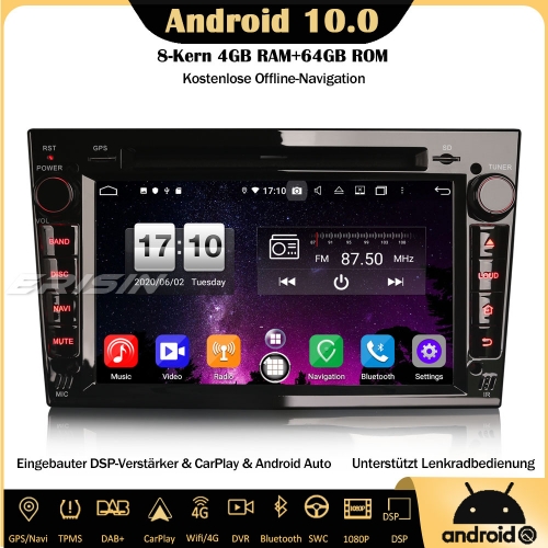 Erisin ES8760PB 8-Core 64GB Android 10.0 DAB+DSP Car Stereo GPS CarPlay OBD DVR DVD SWC DTV For Vauxhall Astra Corsa C Meriva Vectra Zafira