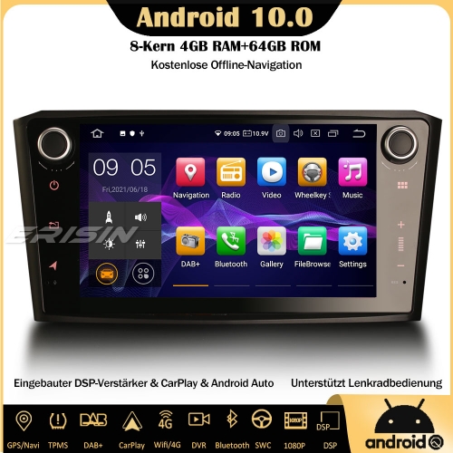 Erisin ES8107A 8-Core Android 10 Car Radio GPS Navigation DSP CarPlay DAB + FM OBD2 Bluetooth TPMS DVR For Toyota Avensis T25 2003-2008